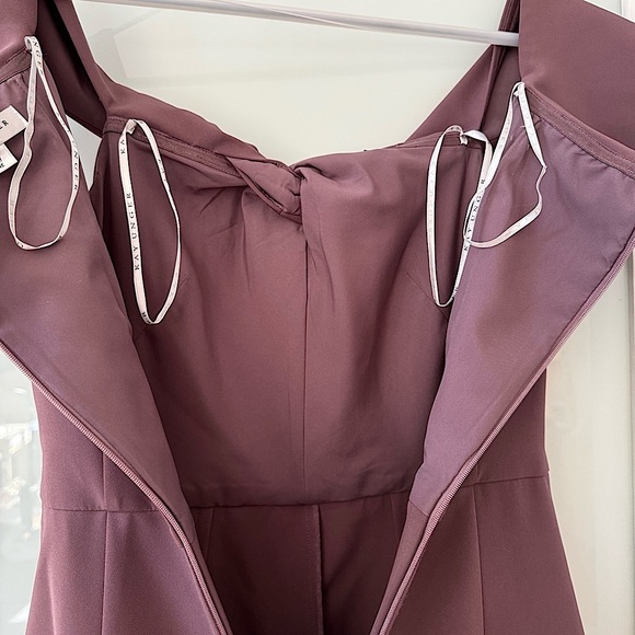 Kay Unger Kiana Crepe Walk-Thru Jumpsuit Maxi Dress Off Shoulder Mauve Sz 4 NWT - Picture 13 of 17